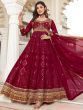 Magnetic Burgundy Embroidered Georgette Event Wear Gown