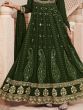 Gorgeous Green Embroidered Georgette Gown
