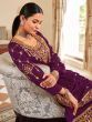 Gorgeous Purple Embroidered Vichitra Festival Wear Salwar Suit
