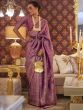 Impressive Purple Woven Silk Contemporary Saree With Blouse