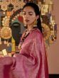 Astonishing Rani Pink Woven Silk Traditional Saree With Blouse