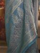 Amazing Teal Blue Woven Silk Wedding Wear Saree With Blouse