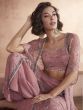 Lovely Dusty Pink Digital Printed Georgette Crop Top Palazzo With Jacket