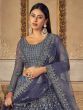 Gorgeous Blue Embroidered Net Reception Wear Lehenga Choli