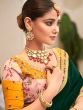 Fantastical Dark Green Embroidered Border Vichitra Silk Wear Saree