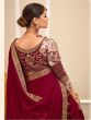 Beautiful Maroon Embroidered Border Vichitra Silk Wedding Wear Saree