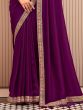 Incredible Wine  Embroidered Border Vichitra Silk Saree With Blouse
