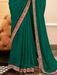 Astonishing Green Embroidered Border Vichitra Silk Traditional Saree