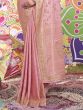Fabulous Pink Zarkan Work Satin Reception Wear Saree With Blouse