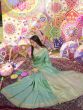 Awesome Sea Green Zarkan Work Satin Festival Wear Saree With Blouse