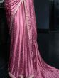 Glamorous Pink Zari Weaving Satin Reception Wear Saree With Blouse