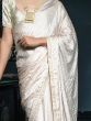 Ravishing Off White Zari Weaving Satin Function Wear Saree With Blouse
