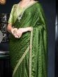 Wonderful Green Zari Weaving Satin Wedding Wear Saree With Blouse