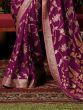 Pretty Magenta Zari Weaving Silk Wedding Wear Saree With Blouse