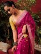 Fancified Rani Pink Zari Weaving Silk Engagement Wear Saree With Blouse