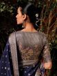 Captivating Navy Blue Zari Weaving Silk Traditional Saree With Blouse