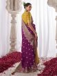 Pretty Purple Zari Weaving Silk Wedding Wear Saree With Blouse