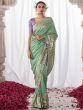 Attractive Pista Green Zari Weaving Silk Festive Wear Saree