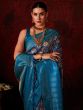 Enchanting Blue Patola Printed Silk Traditional Saree With Blouse

