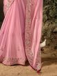 Majestic Pink Sequins Silk Festive Wear Saree With Blouse