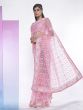 Beautiful Pink Net Embroidered Party Wear Saree With Blouse