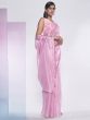 Fabulous Pink Plain Organza Festive Wear Saree With Blouse