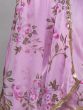 Charming Pink Floral Printed Organza Function Wear Saree With Blouse