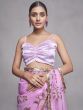 Charming Pink Floral Printed Organza Function Wear Saree With Blouse
