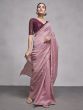 Dazzling Dusty Pink Georgette Plain Saree With Blouse