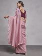 Dazzling Dusty Pink Georgette Plain Saree With Blouse