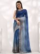 Splendid Blue Swarovski Work Lycra Traditional Saree With Blouse
