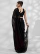 Magnificent Black & Red Georgette Plain Saree With Blouse
