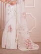 Gorgeous Off-White Floral Printed Organza Traditional Saree