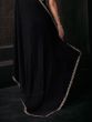 Fabulous Black Stone Work Satin Party Wear Saree With Blouse