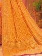 Fabulous Mustard Yellow Mirror Work Banarasi Silk Haldi Wear Saree