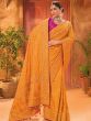 Fabulous Mustard Yellow Mirror Work Banarasi Silk Haldi Wear Saree