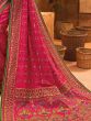 Gorgeous Rani Pink Mirror Work Banarasi Silk Engagement Wear Saree