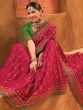 Gorgeous Rani Pink Mirror Work Banarasi Silk Engagement Wear Saree