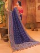 Fancified Blue Mirror Work Banarasi Silk Saree With Blouse