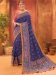 Fancified Blue Mirror Work Banarasi Silk Saree With Blouse