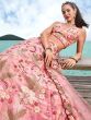 Splendid Pink Sequins Organza Bridesmaid Wear Lehenga Choli