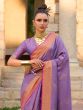 Lavish Purple Zari Weaving Silk Festive Wear Saree With Blouse