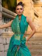 Splendid Teal Green Zari Weaving Silk Mehendi Wear Saree With Blouse