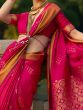 Magnific Rani Pink Zari Weaving Silk Wedding Wear Saree With Blouse