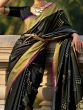 Attractive Black Zari Weaving Silk Party Wear Saree With Blouse