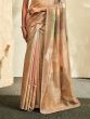 Adorable Brown Thread Work Silk Saree Festive Wear With Blouse