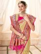 Wonderful Beige Handloom Weaving Silk Wedding Wear Saree