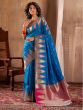 Captivating Blue Weaving Silk Events Wear Saree With Blouse