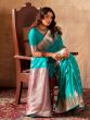 Ravishing Teal Green Weaving Silk Sangeet Wear Saree With Blouse