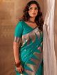 Ravishing Teal Green Weaving Silk Sangeet Wear Saree With Blouse